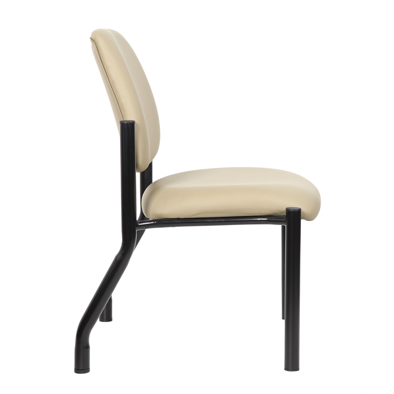 Scranton & Co Armless Vinyl Guest Side Chair with 400 lb. Capacity in Beige