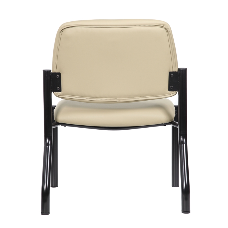 Scranton & Co Armless Vinyl Guest Side Chair with 400 lb. Capacity in Beige