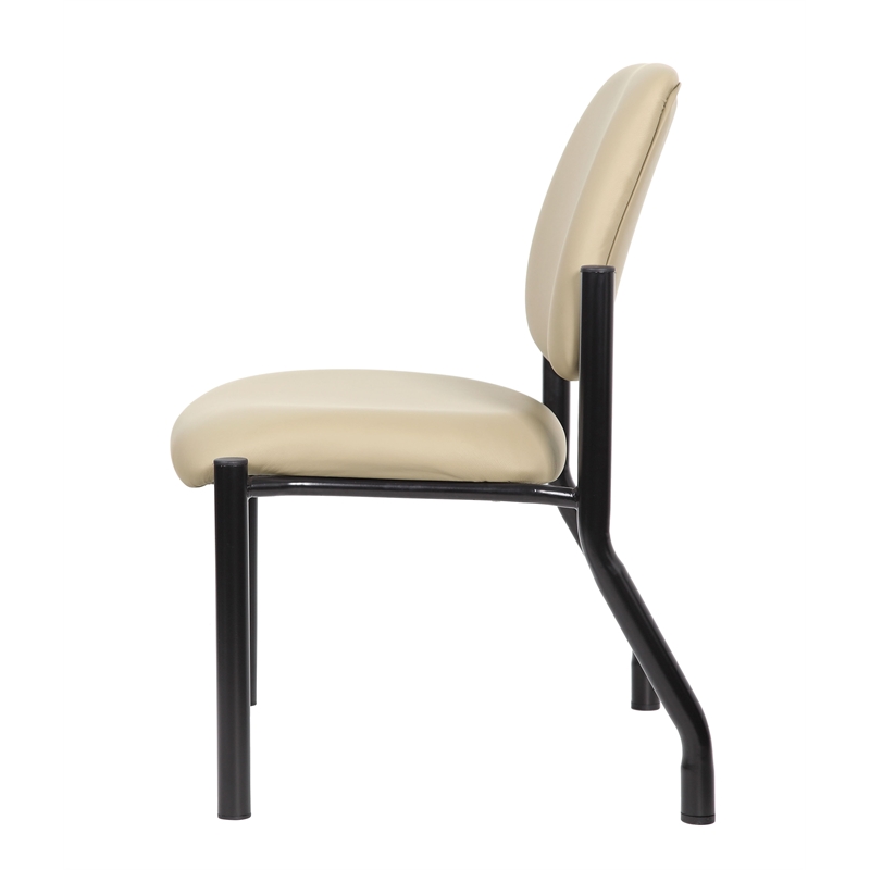 Scranton & Co Armless Vinyl Guest Side Chair with 400 lb. Capacity in Beige