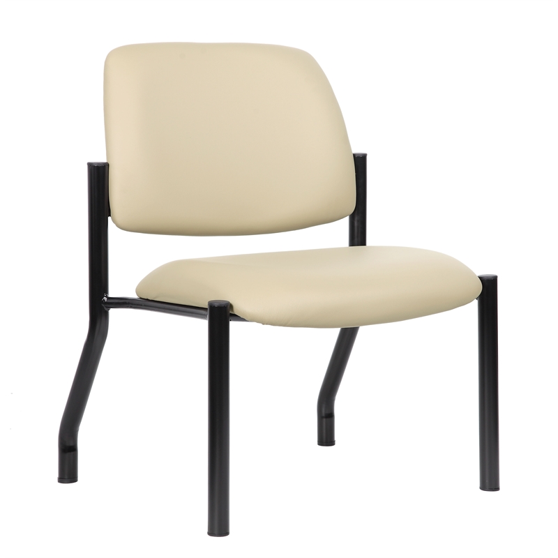 Scranton & Co Armless Vinyl Guest Side Chair with 400 lb. Capacity in Beige
