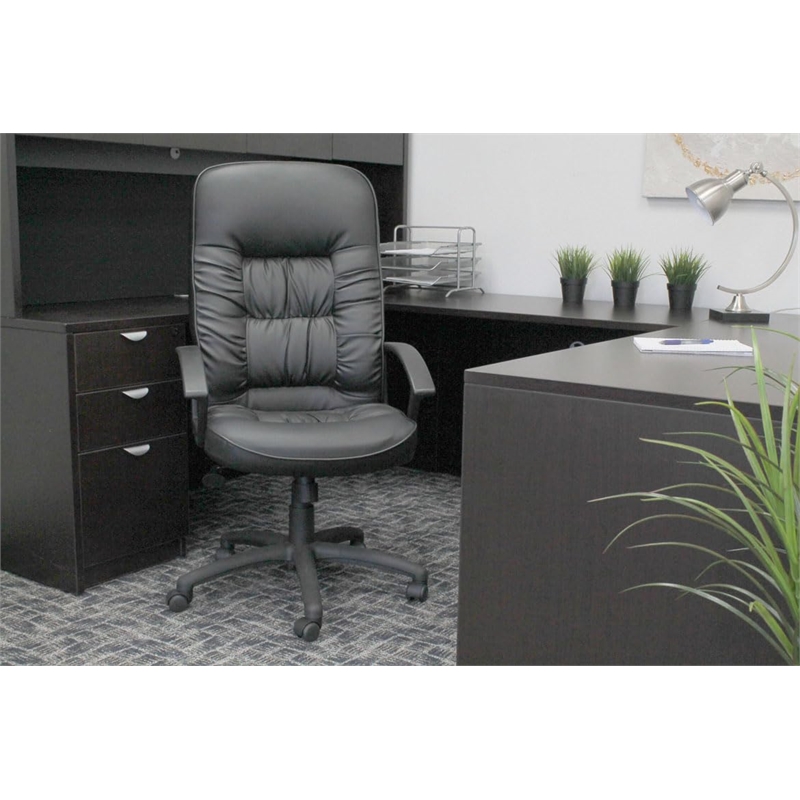 Scranton & Co LeatherPlus High Back Executive Chair with Tilt Lock in Black