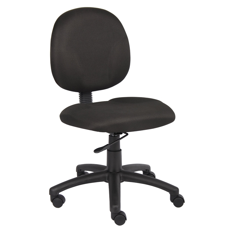 Scranton & Co Fabric Wide Seat Swivel Chair with Contoured Back in Black