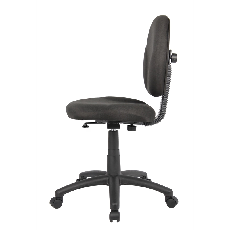 Scranton & Co Fabric Wide Seat Swivel Chair with Contoured Back in Black