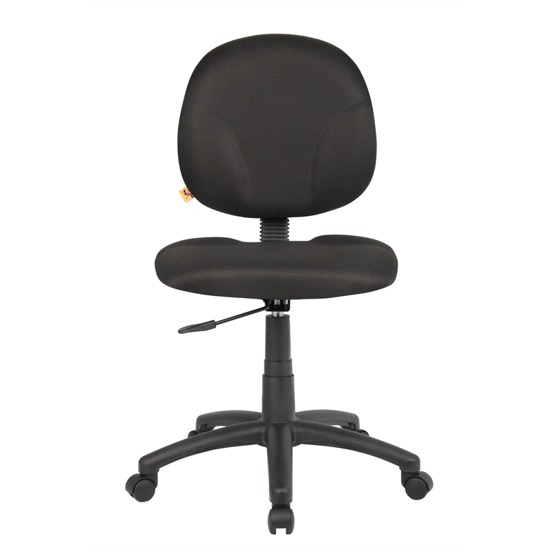 Scranton & Co Fabric Wide Seat Swivel Chair with Contoured Back in Black