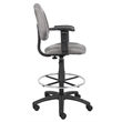 Scranton & Co Contoured Fabric Drafting Stool with Adjustable Arms in Gray