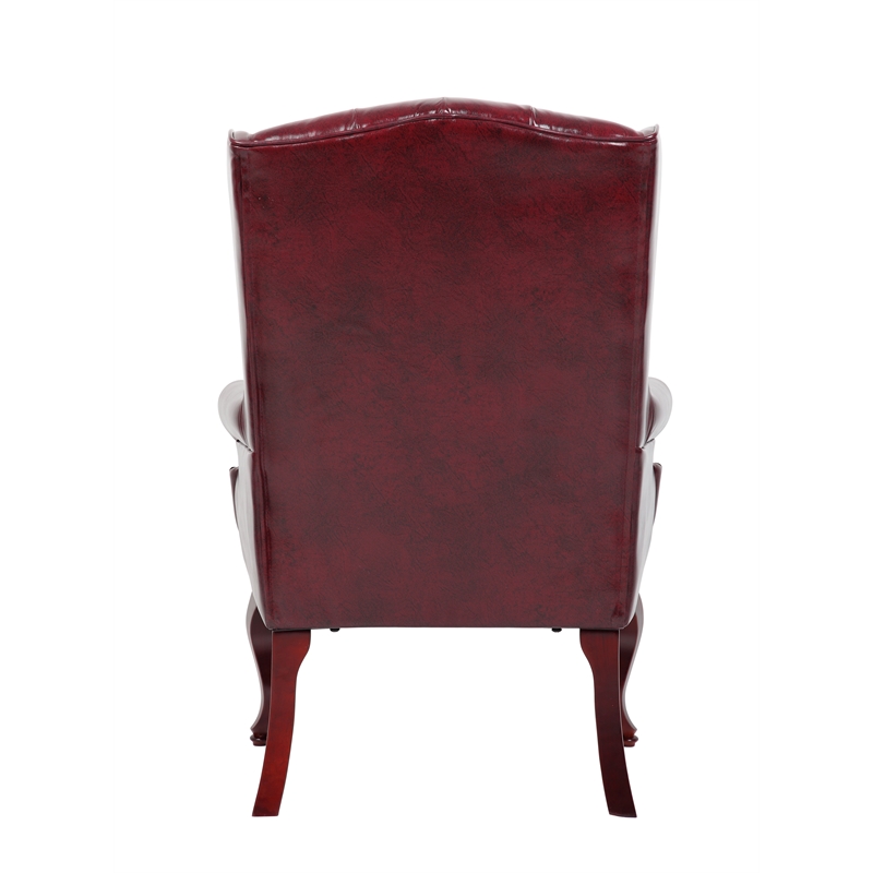 Scranton & Co Wingback Traditional Guest Chair with Nail Head Trim in Burgundy