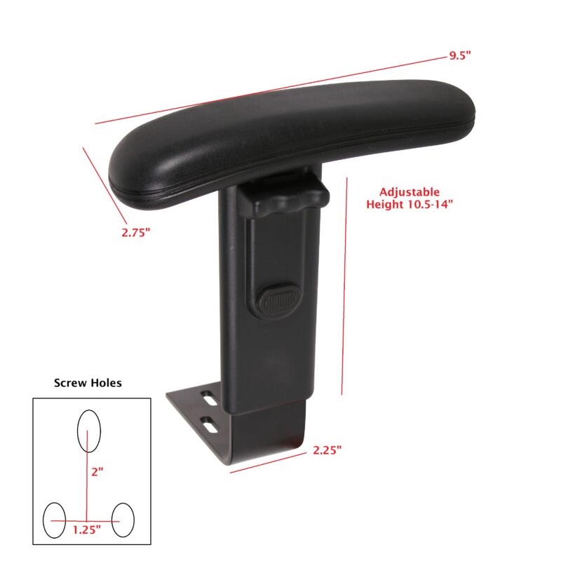 Scranton & Co Padded Adjustable Height Arm Kit with Reversible Design in Black