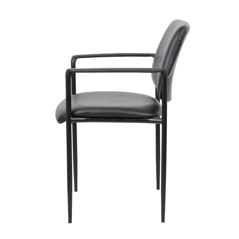 Scranton & Co Square Back Caressoft Stackable Guest Chair with Arms in Black