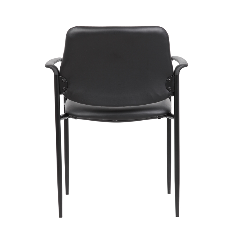 Scranton & Co Square Back Caressoft Stackable Guest Chair with Arms in Black