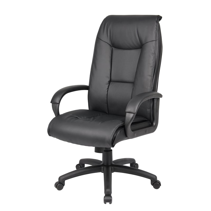 Scranton & Co LeatherPlus Spring Tilt Executive Chair with Pillow Top in Black