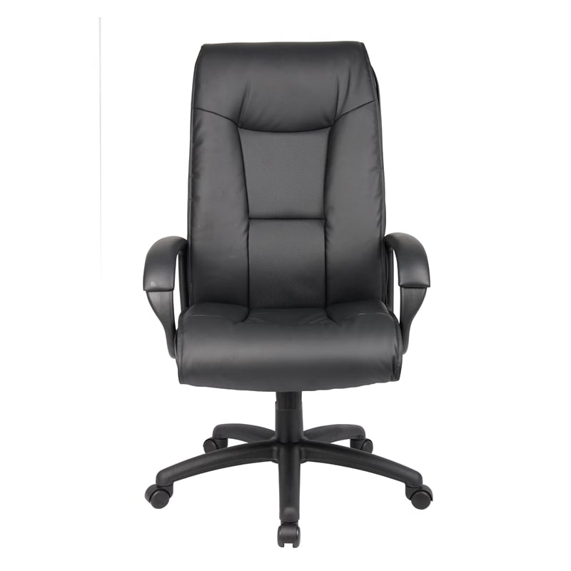 Scranton & Co LeatherPlus Spring Tilt Executive Chair with Pillow Top in Black