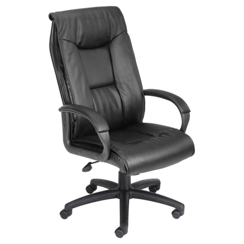 Scranton & Co LeatherPlus Spring Tilt Executive Chair with Pillow Top in Black