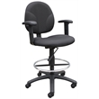 Scranton & Co Fabric Drafting Stool with Adjustable Arms and Footring in Black