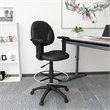 Scranton & Co Fabric Drafting Stool with Adjustable Arms and Footring in Black