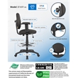 Scranton & Co Fabric Drafting Stool with Adjustable Arms and Footring in Black
