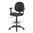 Scranton & Co Fabric Drafting Stool with Adjustable Arms and Footring in Black