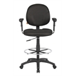 Scranton & Co Fabric Drafting Stool with Adjustable Arms and Footring in Black