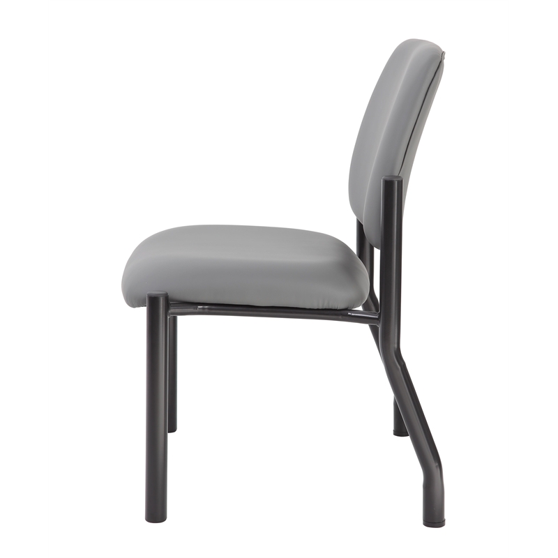 Scranton & Co Armless Steel Guest Chair with 400 lb. Weight Capacity in Gray