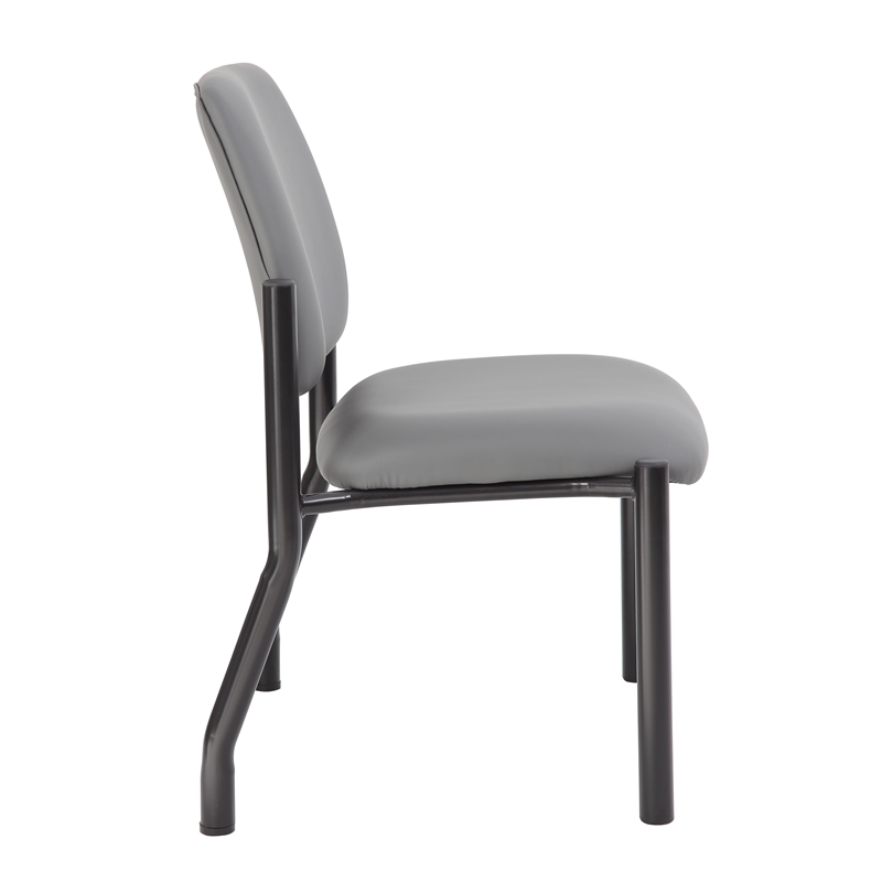 Scranton & Co Armless Steel Guest Chair with 400 lb. Weight Capacity in Gray