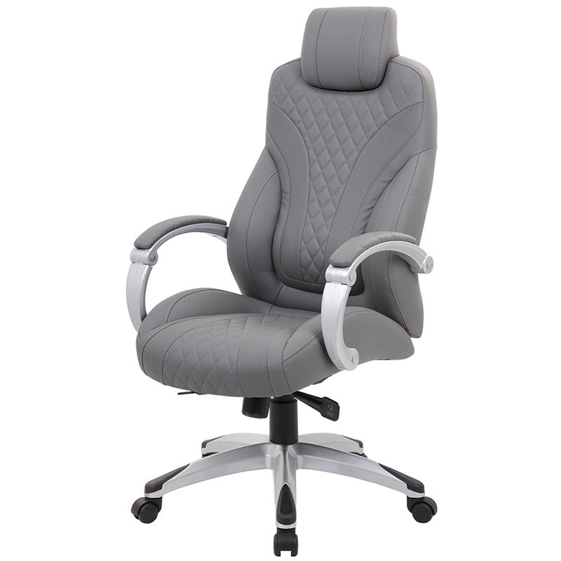 Scranton & Co CaressoftPlus Swivel Executive Chair with Hinged Arms in Gray