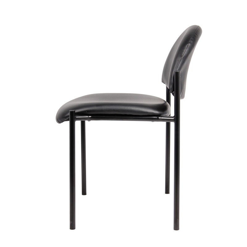 Scranton & Co Caressoft Vinyl Stacking Chair with Waterfall Seat in Black