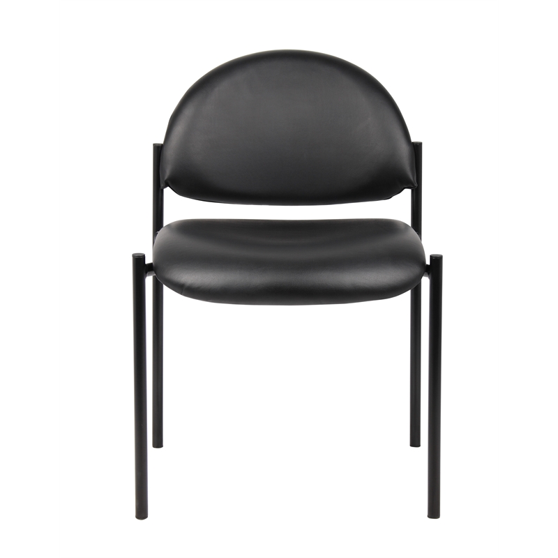 Scranton & Co Caressoft Vinyl Stacking Chair with Waterfall Seat in Black