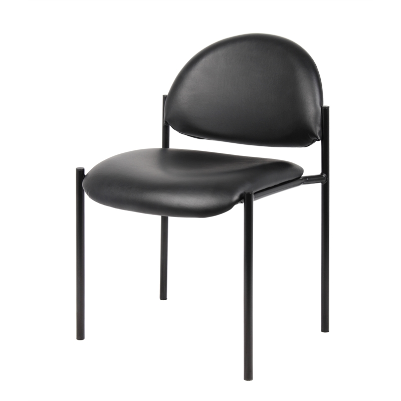Scranton & Co Caressoft Vinyl Stacking Chair with Waterfall Seat in Black