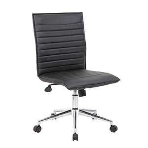 Scranton & Co Vinyl Armless Hospitality Chair with Chrome Base in Black