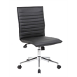 Scranton & Co Vinyl Armless Hospitality Chair with Chrome Base in Black