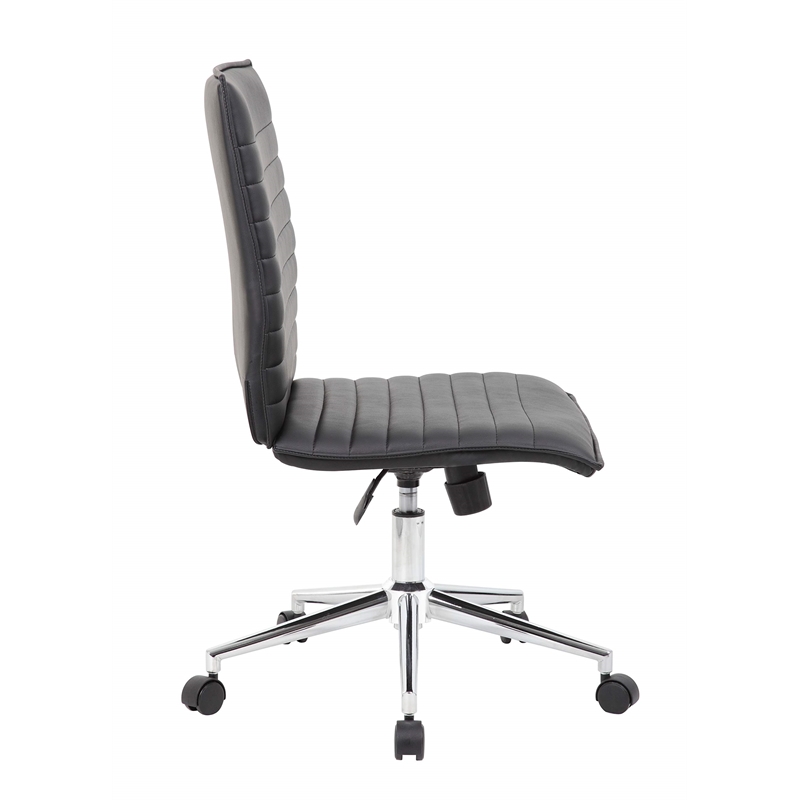 Scranton & Co Vinyl Armless Hospitality Chair with Chrome Base in Black