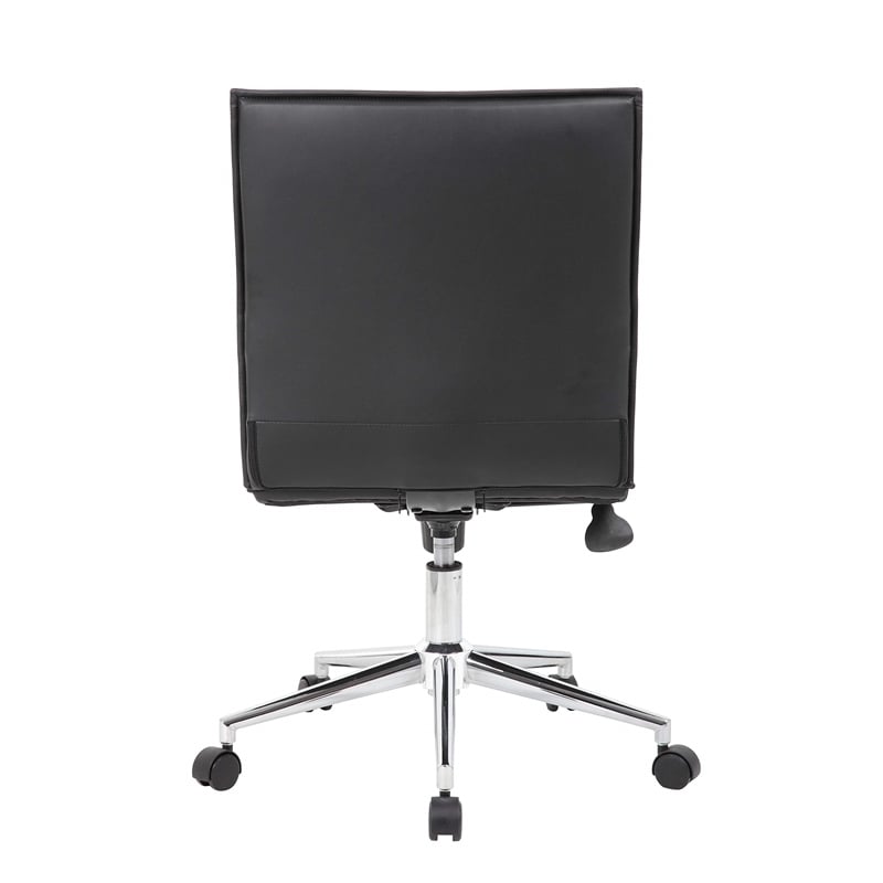 Scranton & Co Vinyl Armless Hospitality Chair with Chrome Base in Black