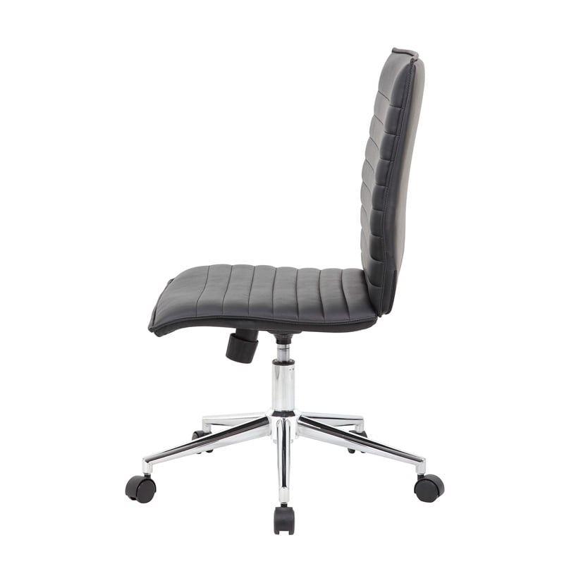 Scranton & Co Vinyl Armless Hospitality Chair with Chrome Base in Black