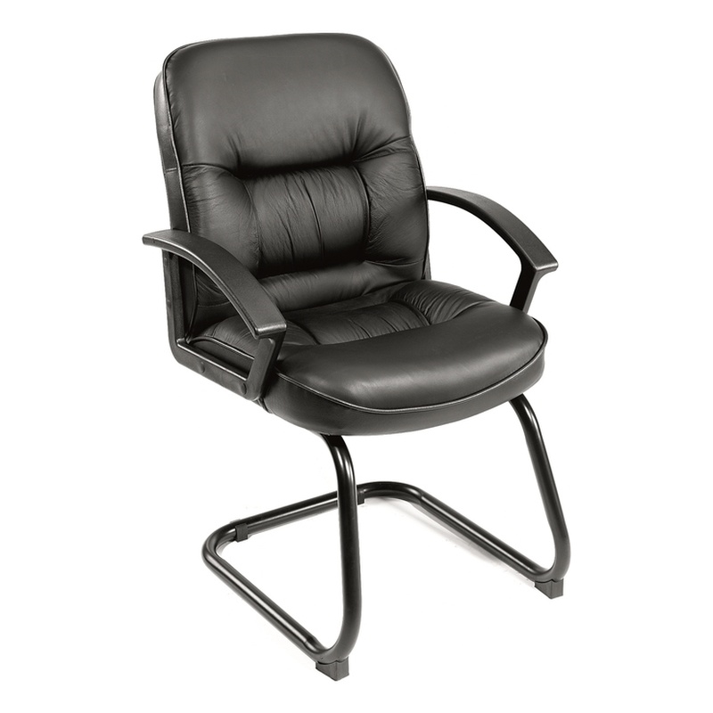 Scranton & Co Ergonomic LeatherPlus Guest Chair with Lumbar Support in Black