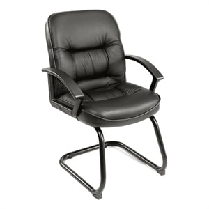 Scranton & Co Ergonomic LeatherPlus Guest Chair with Lumbar Support in Black