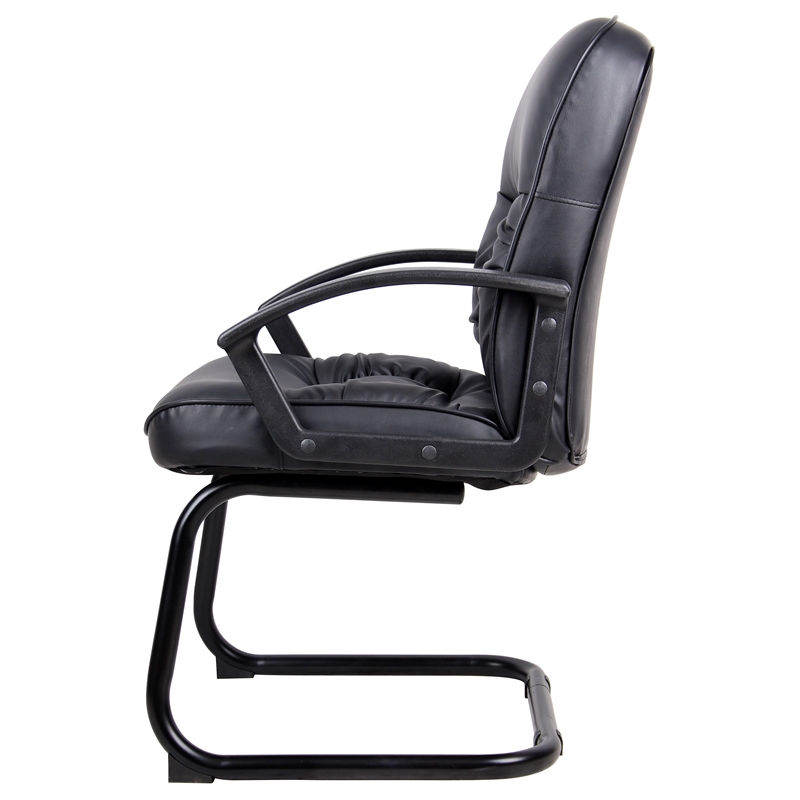 Scranton & Co Ergonomic LeatherPlus Guest Chair with Lumbar Support in Black