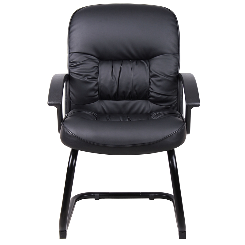 Scranton & Co Ergonomic LeatherPlus Guest Chair with Lumbar Support in Black