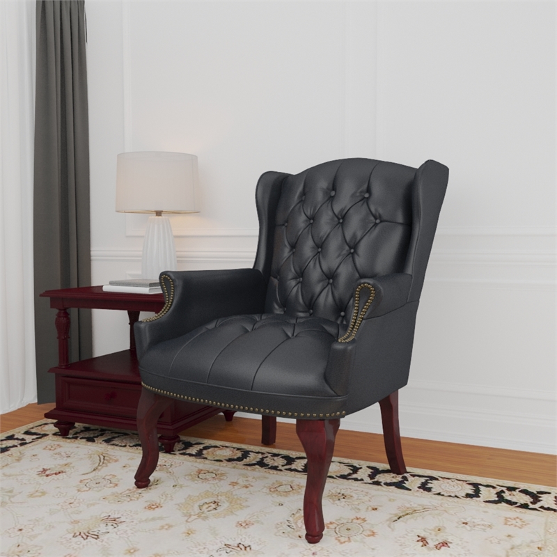 Scranton & Co Traditional Button Tufted Caressoft Guest Chair in Black