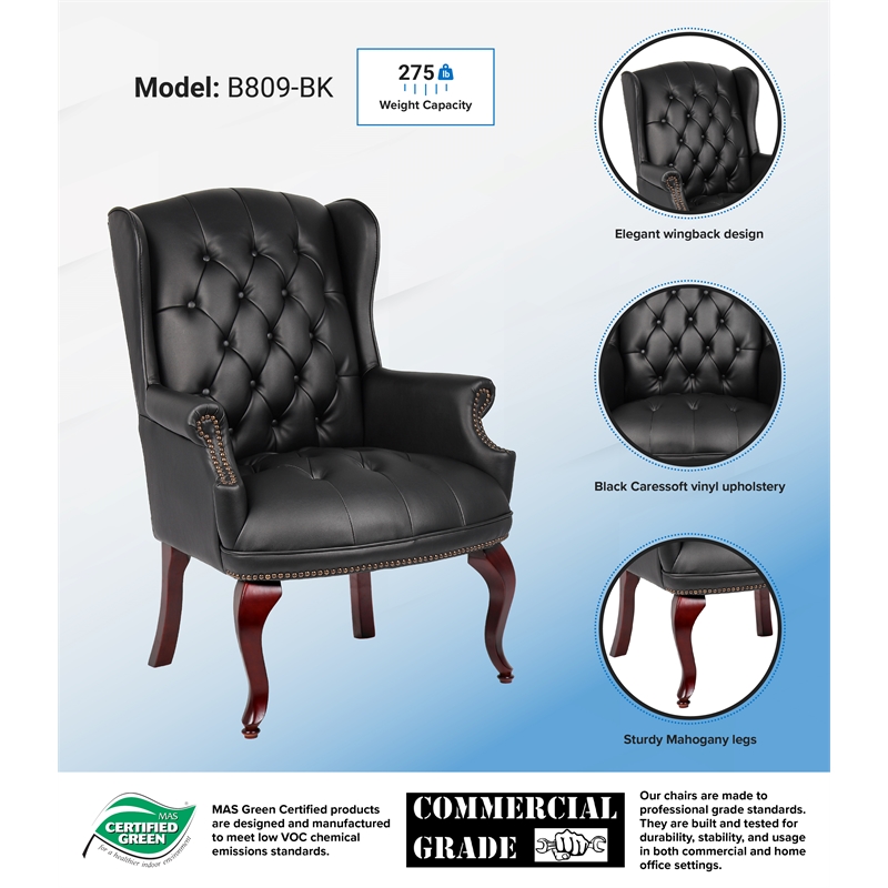 Scranton & Co Traditional Button Tufted Caressoft Guest Chair in Black