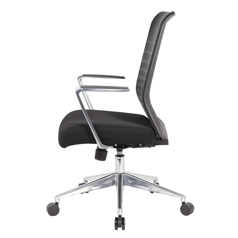 Scranton & Co Mesh Back Task Chair with Synchro-Tilt and Aluminum Base in Black