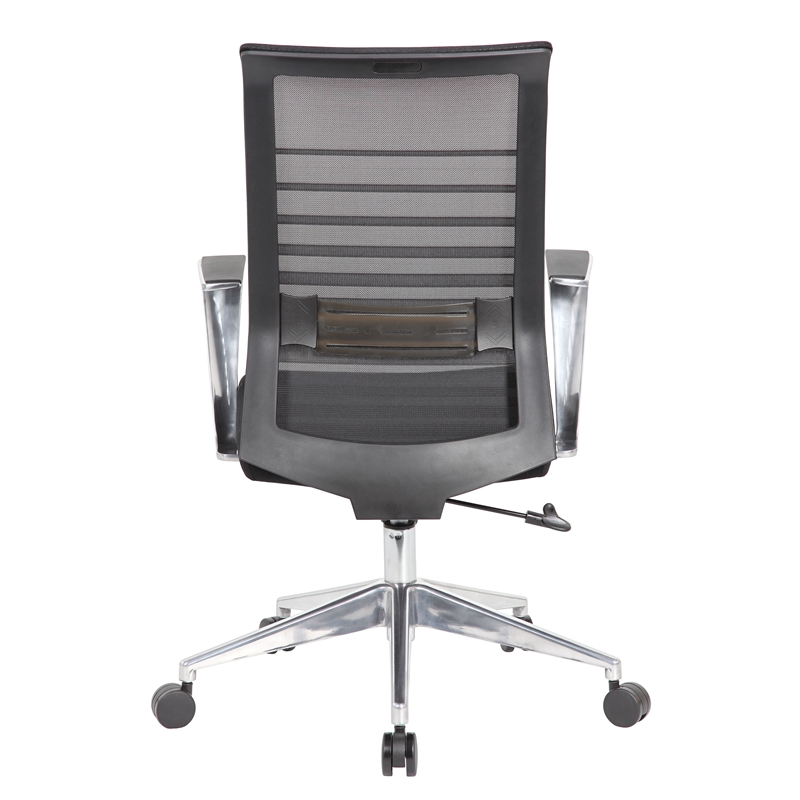 Scranton & Co Mesh Back Task Chair with Synchro-Tilt and Aluminum Base in Black