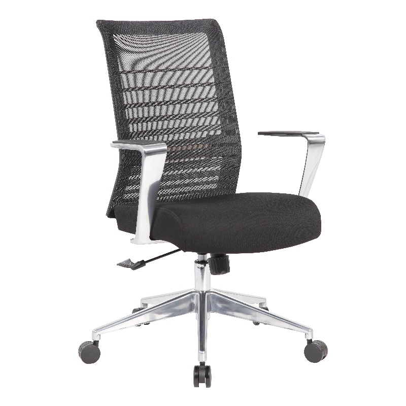 Scranton & Co Mesh Back Task Chair with Synchro-Tilt and Aluminum Base in Black