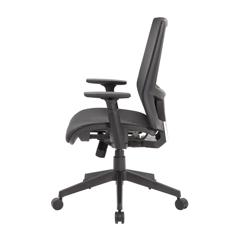Scranton & Co Mesh Back Task Chair with Synchro-Tilt & Adjustable Arms in Black
