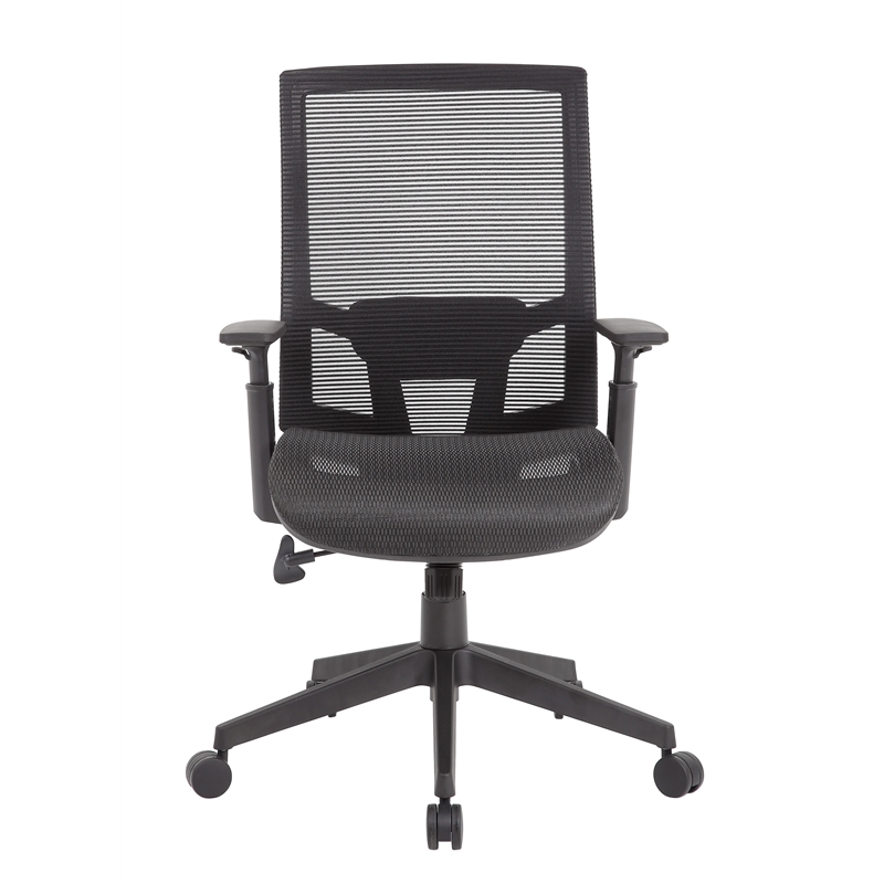 Scranton & Co Mesh Back Task Chair with Synchro-Tilt & Adjustable Arms in Black