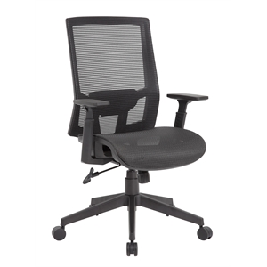 Scranton & Co Mesh Back Task Chair with Synchro-Tilt & Adjustable Arms in Black