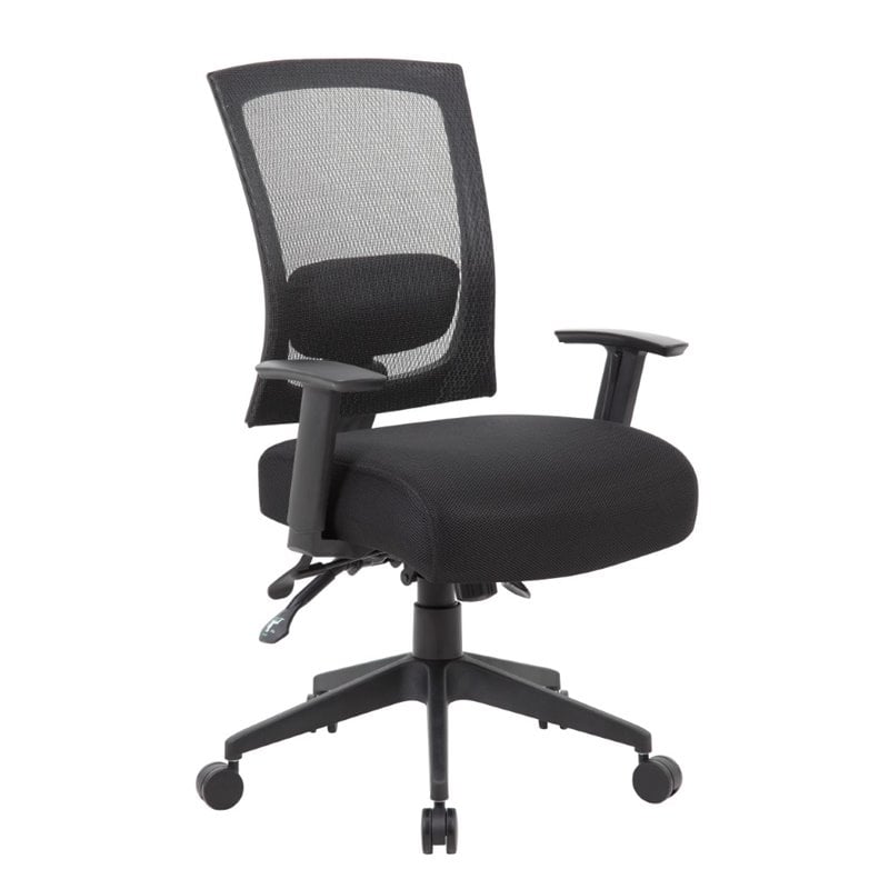 Scranton & Co Mesh Back 3-Paddle Multi-Function Task Chair in Black