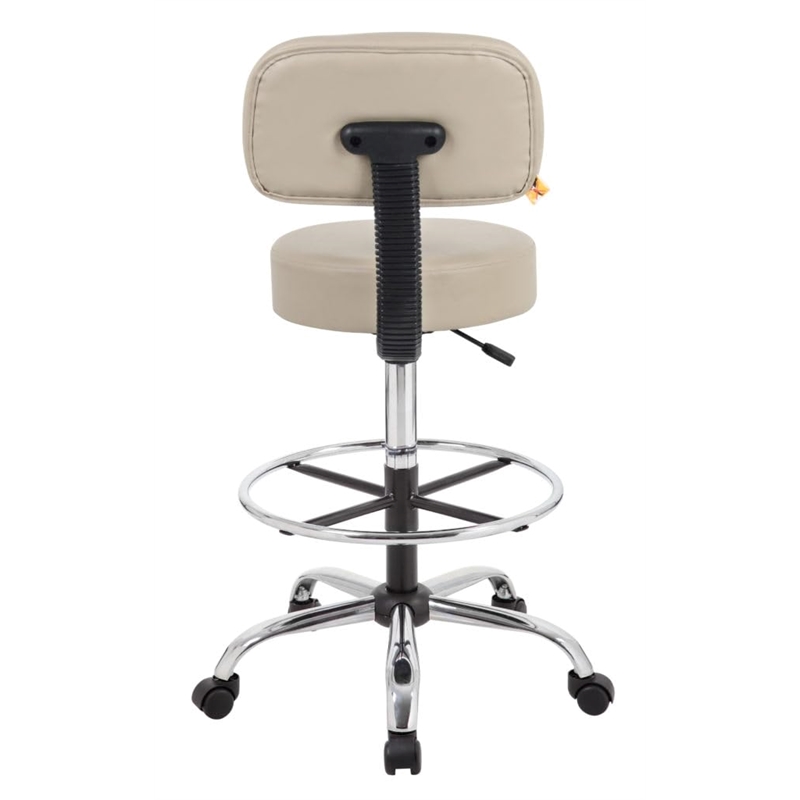 Scranton & Co Vinyl Mid-Back Medical/Drafting Stool with Chrome Footring - Beige