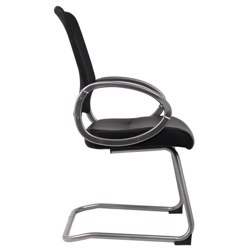 Scranton & Co Mesh Back LeatherPlus Guest Chair with Cantilever Base in Black