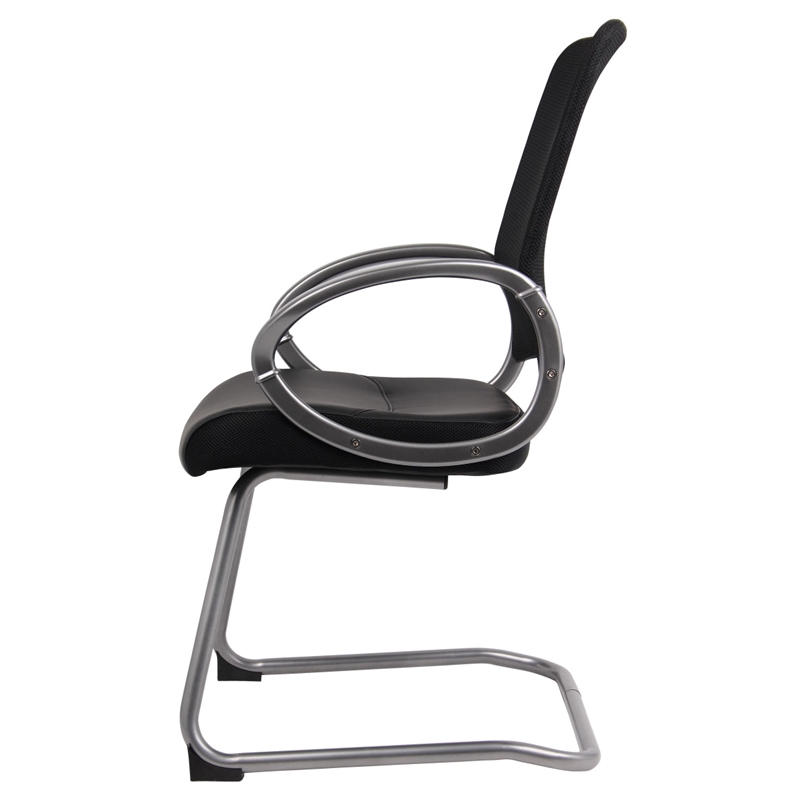 Scranton & Co Mesh Back LeatherPlus Guest Chair with Cantilever Base in Black