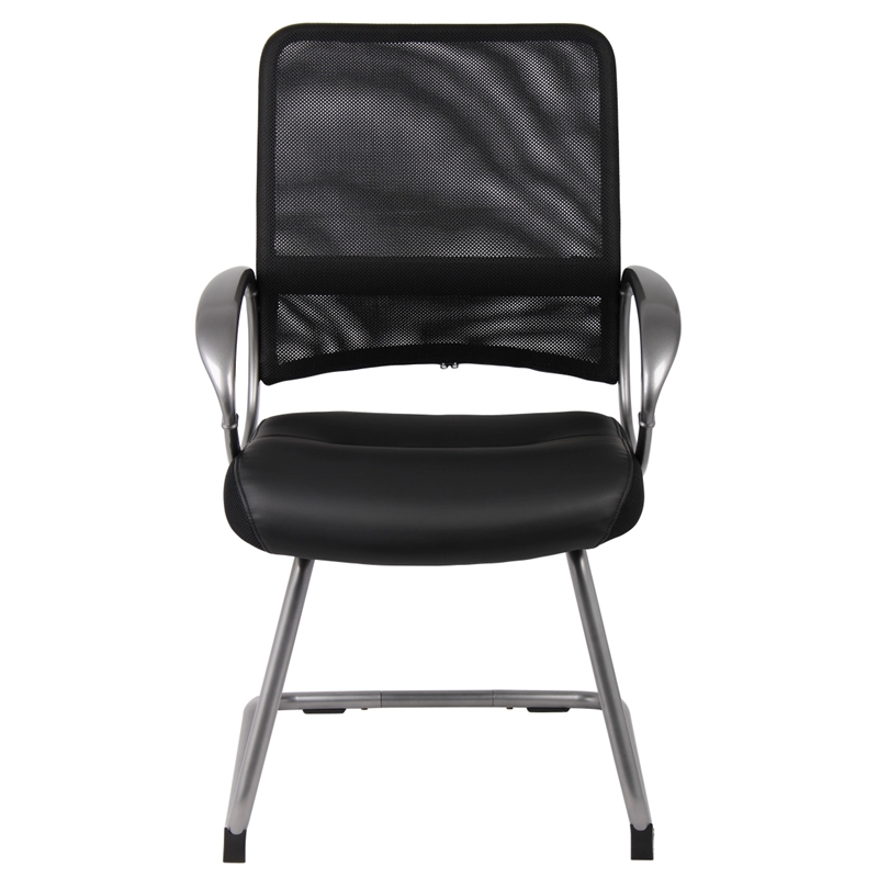 Scranton & Co Mesh Back LeatherPlus Guest Chair with Cantilever Base in Black