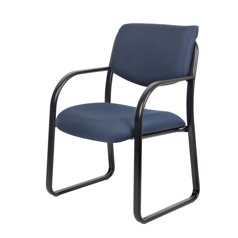 Scranton & Co Fabric Sled Base Guest Chair with Lumbar Support in Blue